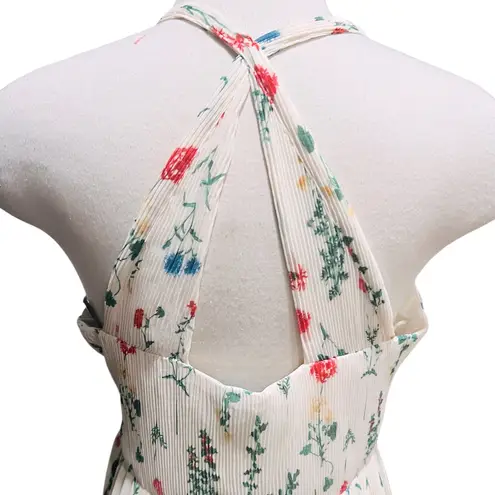 CeCe Womens Pleated Chiffon Maxi Dress Floral Size Large NWT