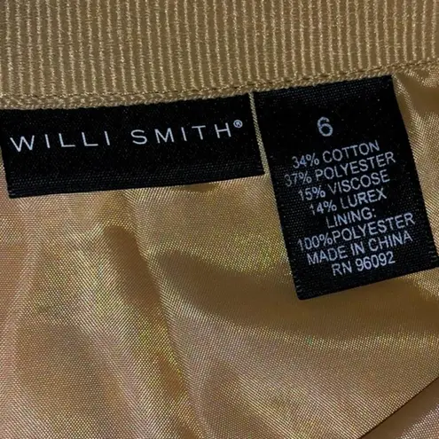 Willi Smith NEW METALLIC GOLD SHIMMER JACQUARD WOVEN LINED PENCIL SKIRT 6