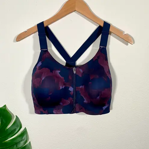 All In Motion High Support Sports Bra Zip-Front Navy Camo 36DD