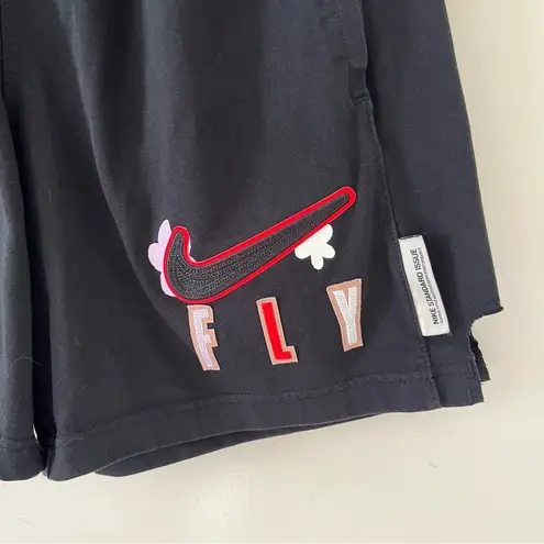 Nike Sz S Womens Standard Fit Black Embroidered "FLY" Cotton Basketball Shorts