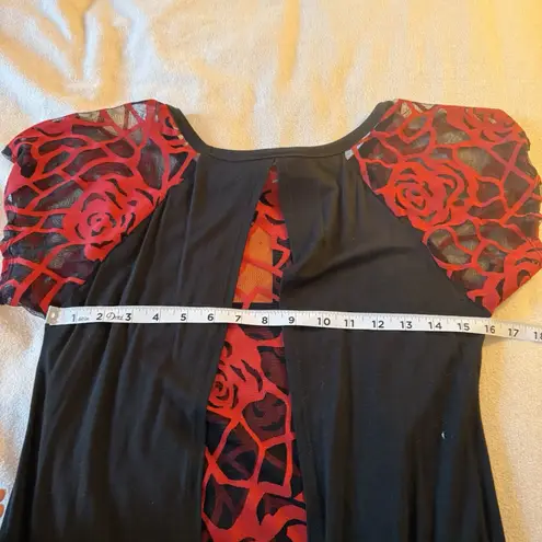 Harley Davidson  NWT T-Shirt MED Black/Red Sequins Sword Rose Spider Web Witchy - Image 10