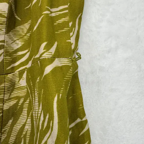 Jason Wu linen blend Silk trim Palm Print Halter Dress Green Size 10 no belt