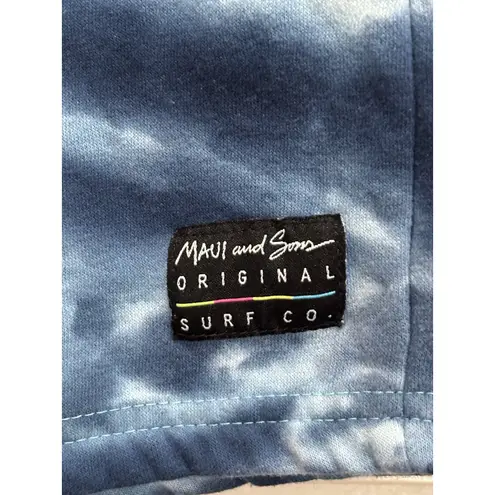 Maui & Sons Tie Dye Blue/Yellow Sweat Short Size L Elastic/Tie Waist High Rise Blue Size L
