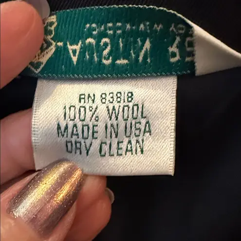 Vintage Austin Reed London NY Navy Blue Double Breasted Wool Blazer Jacket Size 6