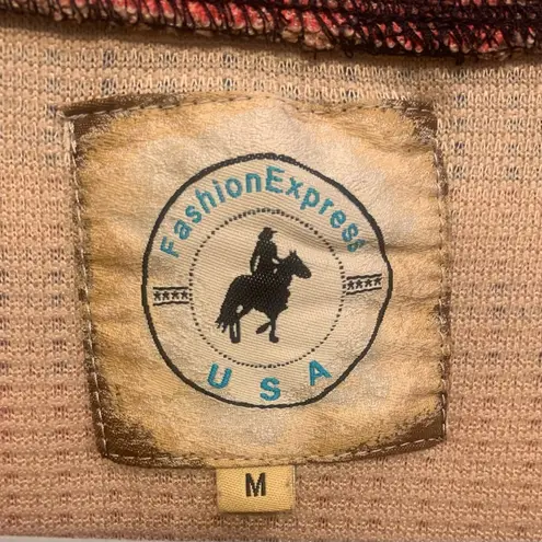 Fashion Express USA Women’s Serape Cheetah Medium Long Sleeve Shirt. 1979 Orange