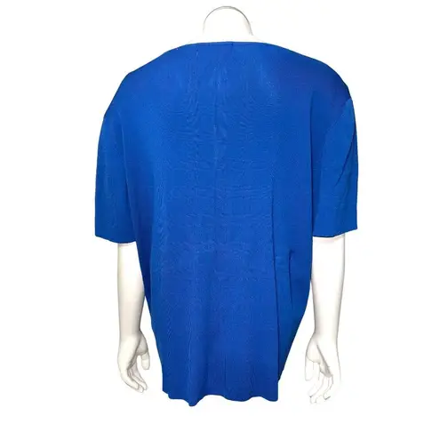 Alfred Dunner Bright Royal Blue Pullover Blouse Flower Decoration Size L