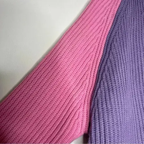 Olivia Rubin Revolve Tally Colorblock Cardigan Sweater Size Large Purple Green