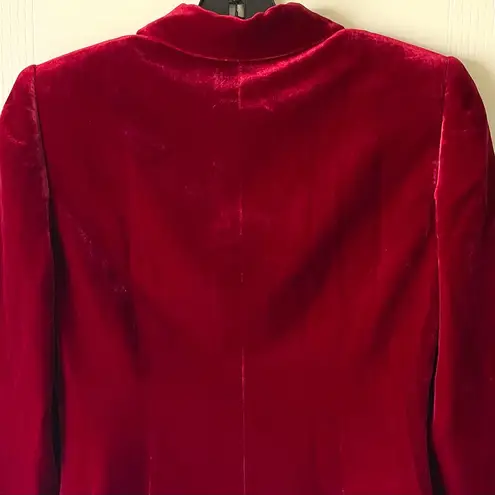 Stewart Parvin Velvet Button Jacket Red Silk Blend Tailored Size Small EUC