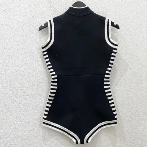 ZOEY. W Los Angeles Black & White Knit Bodysuit Romper Size S