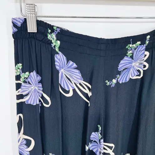Vintage Toots Pierre Pleated Wide‎ Floral Pants Size M Blue Size M