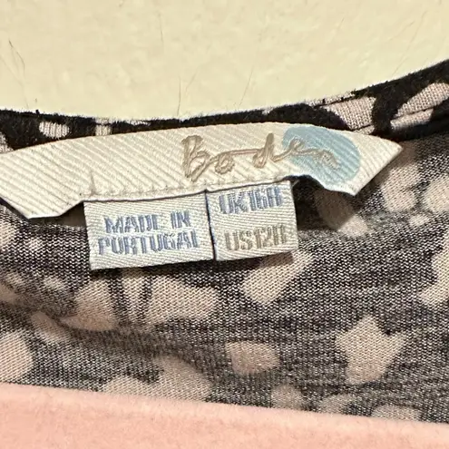 BODEN THEA Black White Print Long Sleeve Midi Round Neck Dress 12