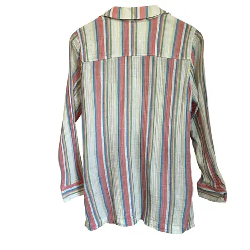 Soft Surroundings Soft Surrounding Senna Gauze Tunic Button Down Striped Blouse Size M