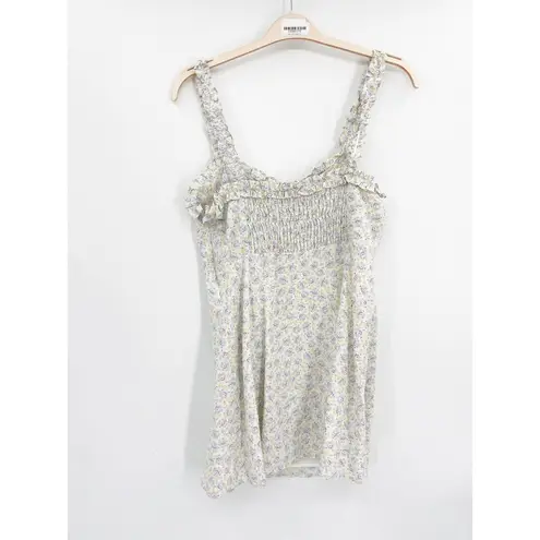 ZARA  Pastel Blue Floral Print Ruffled Sleeveless Mini Dress Size Large NWT