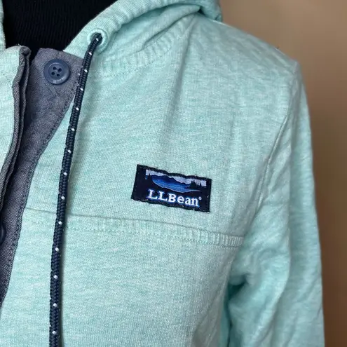 LL Bean Rugby Henley Hoodie Womens SP Pullover Sweatshirt Turquoise 100% Cotton Green Size undefined