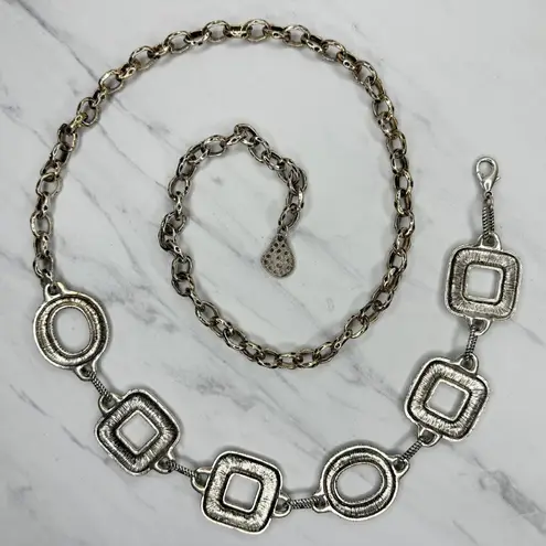 Silver Textured Medallion Chain Belt Animal Print One Size (OS) ✨