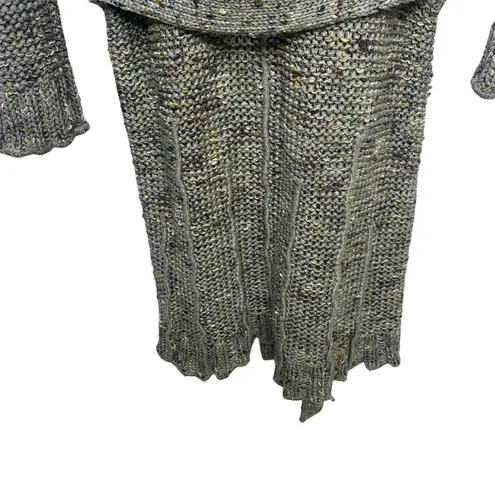 BCBGMAXAZRIA  Olive Green Woven Cardigan Sweater Long Length Size Medium Women's