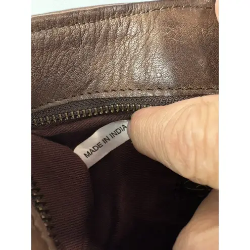 *New Oak Leathers Handbag Purse Brown Weaved Leather Satchel Shoulder Bag