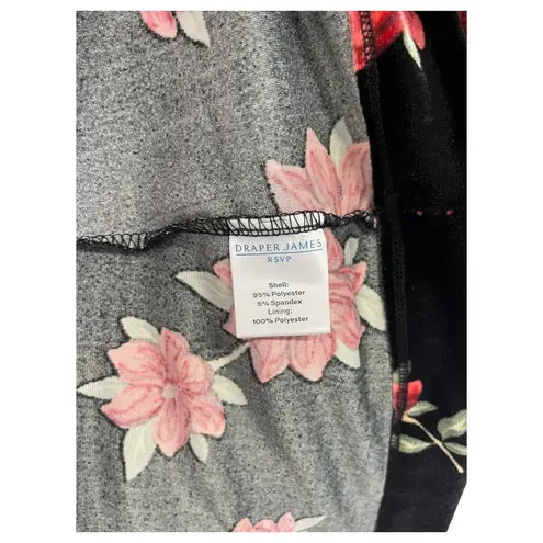 Draper James Dress Womens 2XL Black Red Floral Velvet Bubble Sleeve Cocktail