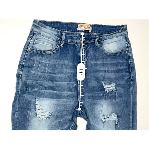 Elite Jeans Elite Jeans Ripped Destroyed Blue Jeans High Rise Punk Bohemian Sz 13/14