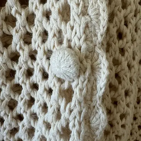 Huntington Ridge Ramie Cotton Cream Botton Boho Festival Crochet Vest M # 2244 Size M