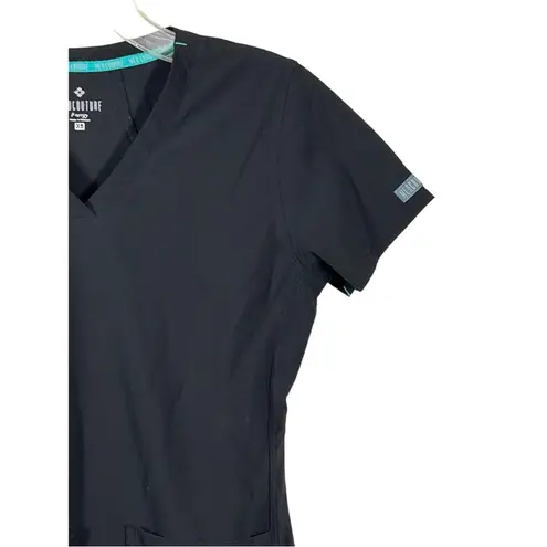 Med Couture Energy Scrub Top XS | Black Medical Uniform with Teal Trim Workwear
