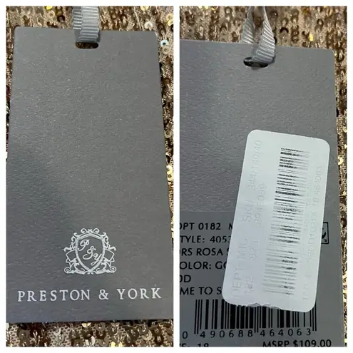 Preston & York New A-line Party Dress Gold Sequin Long Sleeves Women’s Size 18