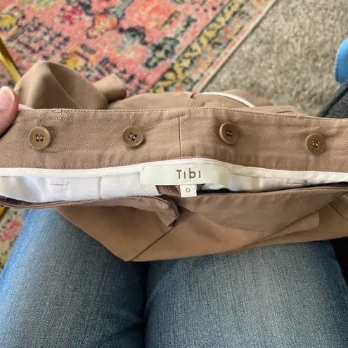 Tibi Removeable Tie Mini Linen Skirt in Camel Tan Women's Size 0