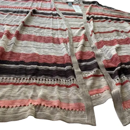 Catherines Cardigan Crochet Open Knit Sweater Tan Orange Plus Size 0X 1X NWT