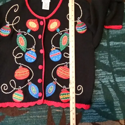 Nutcracker Vintage Holiday Ornament Knit Holiday Womens Sweater Button Small Black