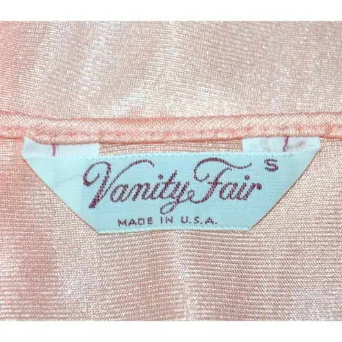 Vanity Fair Long Robe Pink Peach Small Gown USA Tricot All Nylon Vintage Buttons