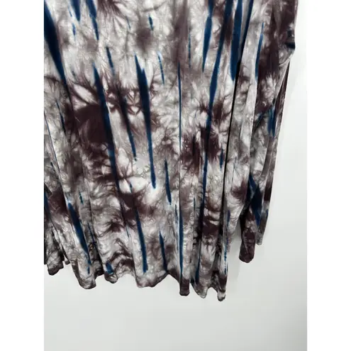 Avenue Top Women 18/20 White Purple Blue Tie Dye Long Sleeve Scoop Neck