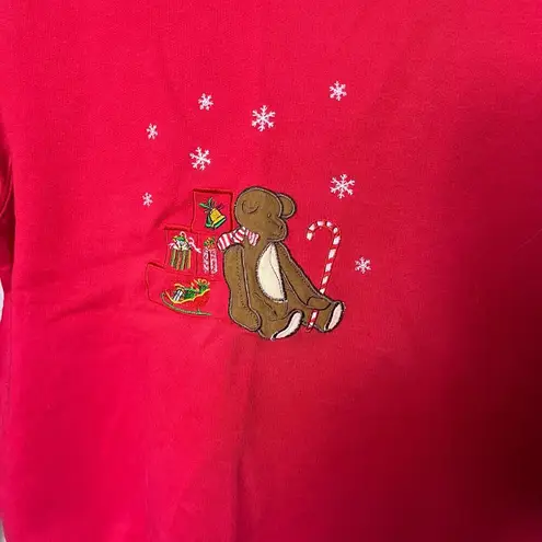 Vintage Christmas Holiday Applique Red Crewneck Sweatshirt Small Granny Cute