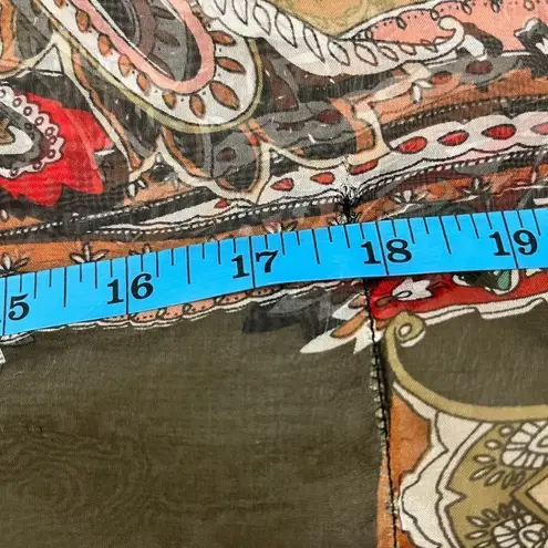 Alberto Makali Vintage Y2K Sheer Scarf Style Mixed Print Top M Red Size M