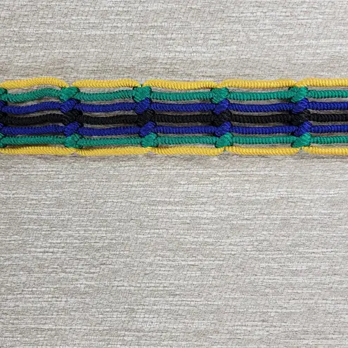 VTG Yves Saint Laurent Trimmings Woven Rope Belt Womens Statement Fringe Boho Yellow