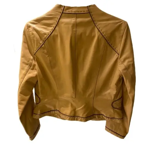 Anne Klein Anne‎ Klein 100% Leather Yellow Zipper Jacket​