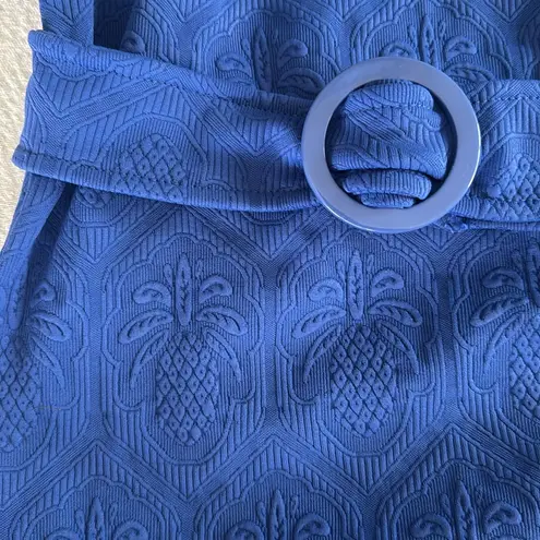 Farm Rio Women's Blue Matelasse Pineapple Belted One-Piece Swimsuit,Medium, $240