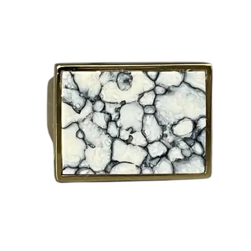 Isabel Marant To Dance Ring White Grey Marble Brass Adjustable Cocktail Designer
