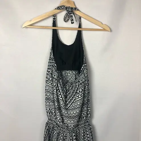 prAna Bijou Black & White Halter High Neck Wide Leg Jumpsuit XS