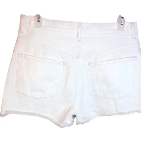 J Brand  Joan Button Fly Super High Rise White Denim Jean Shorts Womens 28