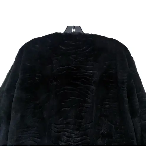 Dawn Levy Catina Coat Rabbit Fur Black Textured Small EUC