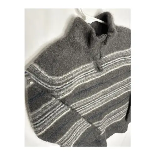 Zegna Sport wool sweater high neck & 1/4 zip gray & cream size small