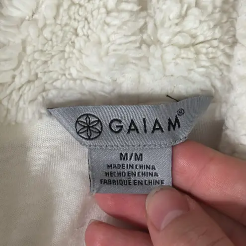 Gaiam Sherpa Fleece Full Zip Athletic Jacket Shawl Collar Yoga Off White size M
