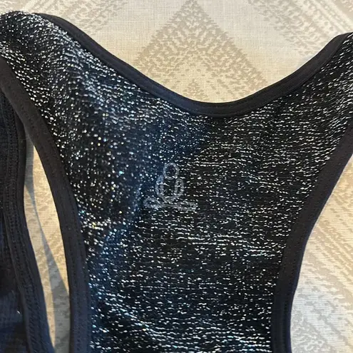 Phat Buddha Women’s Black & Silver Stretch Racerback Tank Top Size M