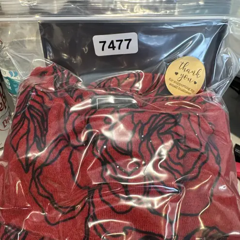 Coco Blanco Turtleneck Sweater Womens XL Red Black Floral Sequin Flutter Sleeve - Image 16