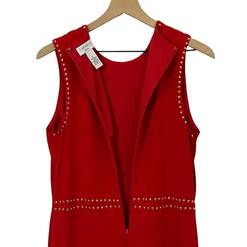 Carmen Marc Valvo  Studded Sleeveless Sheath Dress - Red - 8