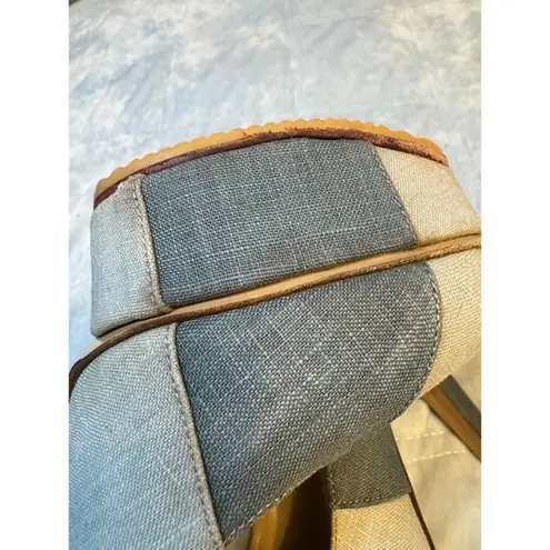 Charlotte Olympia Platform Heels Gray Beige Fabric Block Pumps Size 39