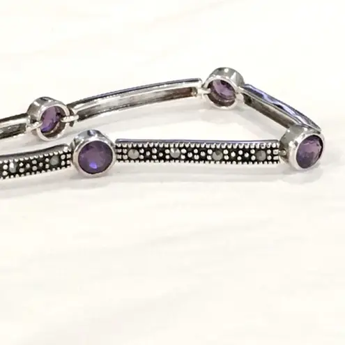 Amethyst Marcasite Sterling Silver Bracelet