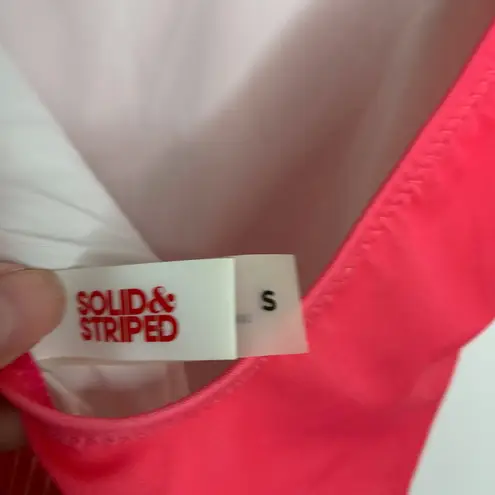 Solid & Striped Logo Print Anne Marie Onepiece Swimsuit Pink Womens Low Back