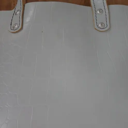 Hashtags Leatherworks Maine Croc Embossed Leather Tote Style Bag Gray