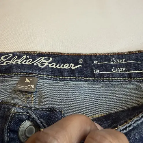 Eddie Bauer  Women's Curvy Med Wash‎ Mid Rise Crop Capri Denim Jeans Sz10P New #